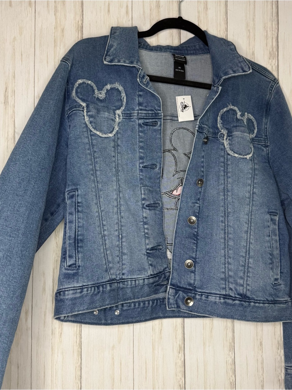 Disney NWT Denim Jacket with Mickey Mouse Patch - Picture 3 of 3